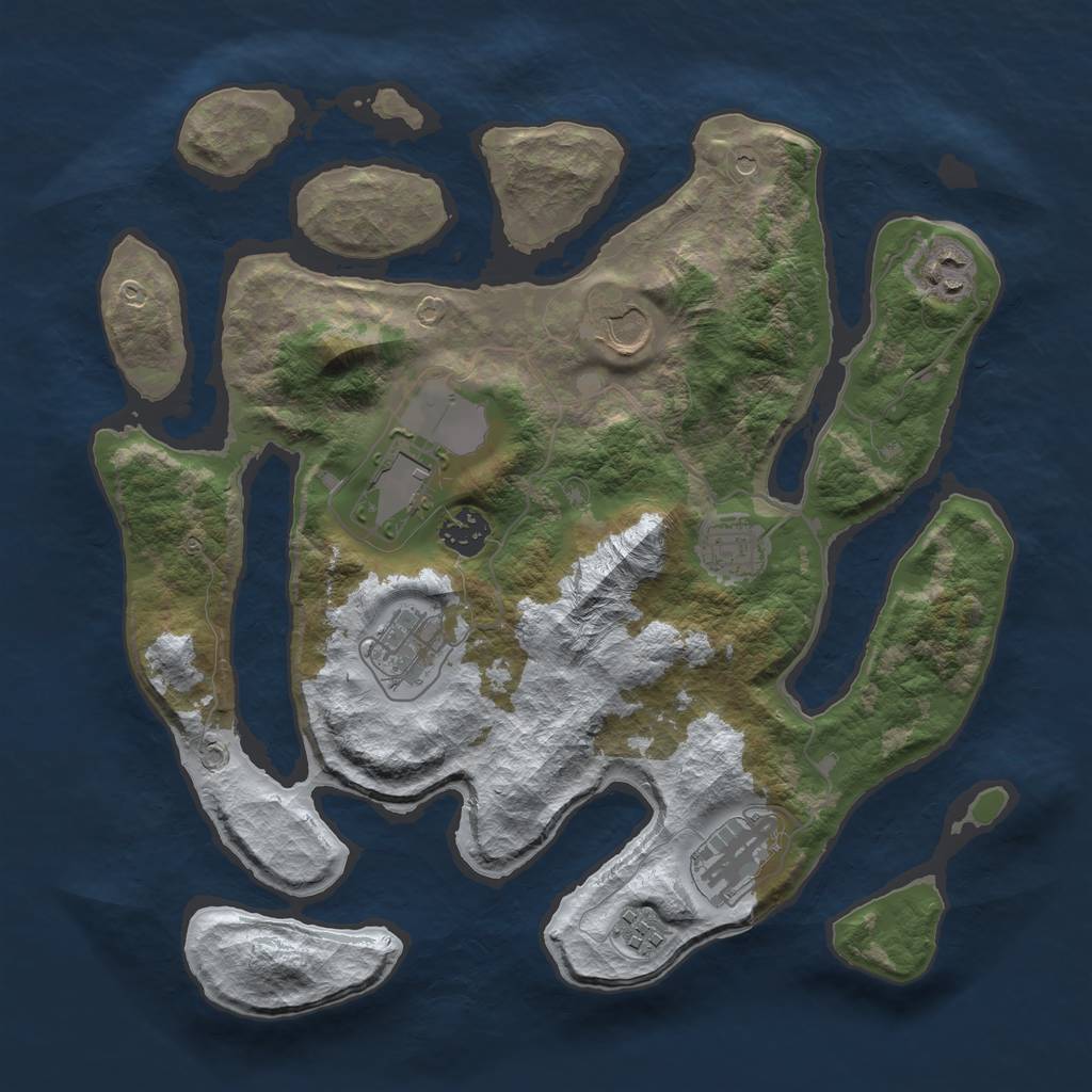 Rust Map: Barren, Size: 3500, Seed: 890814, 11 Monuments
