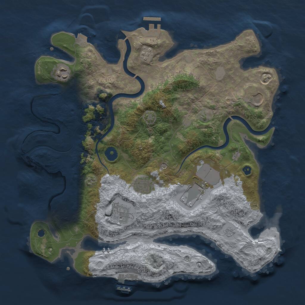Rust Map: Procedural Map, Size: 3500, Seed: 6422950, 12 Monuments