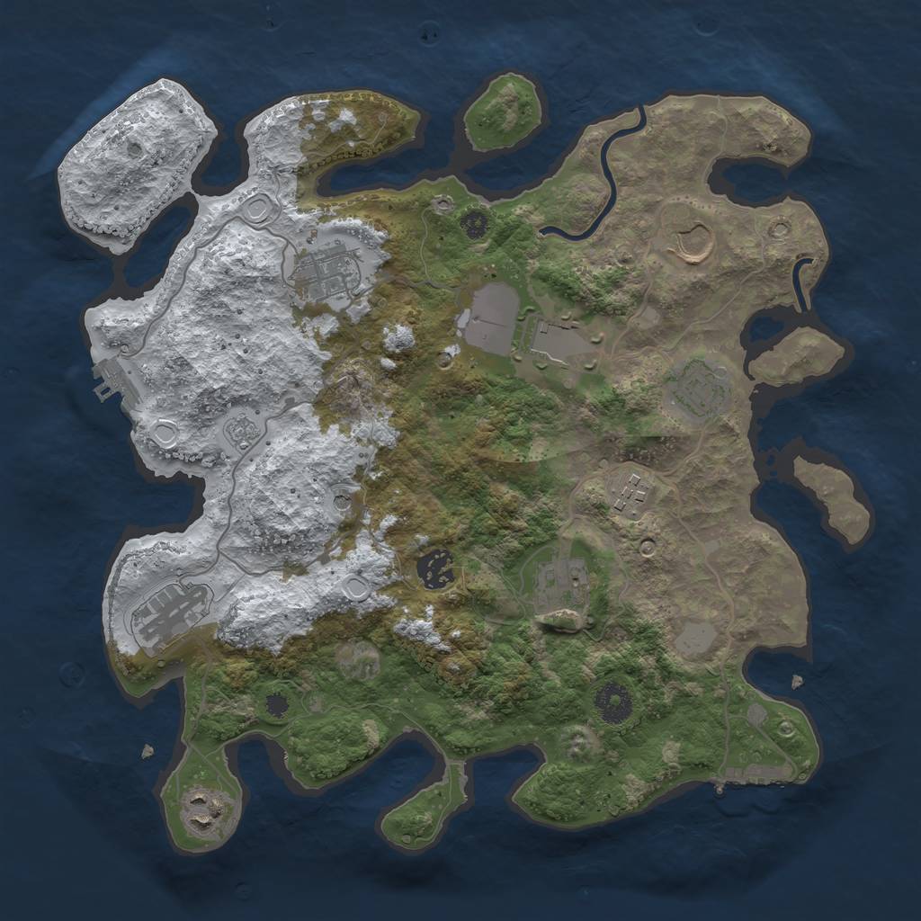 Rust Map: Procedural Map, Size: 3500, Seed: 4026208, 18 Monuments