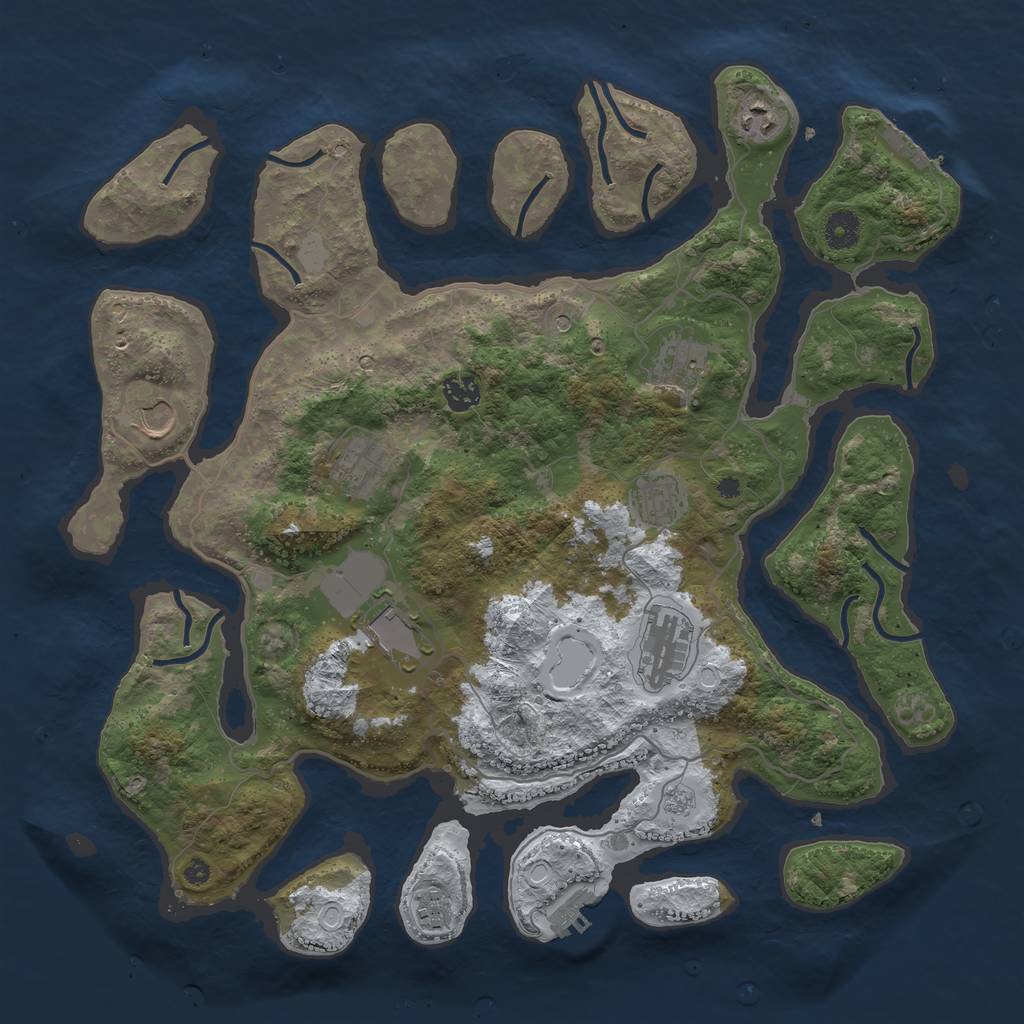 Rust Map: Procedural Map, Size: 4100, Seed: 25697, 18 Monuments