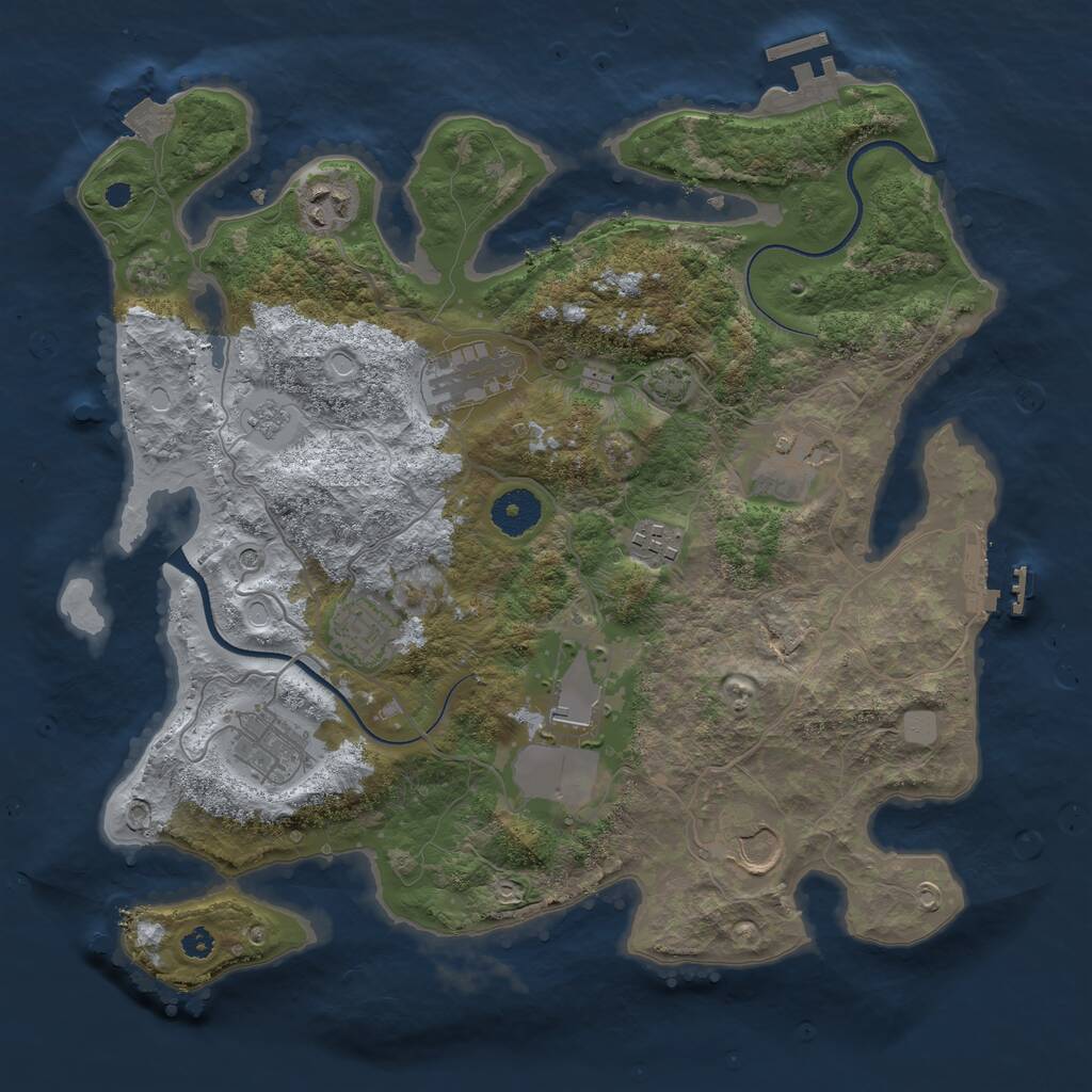 Rust Map: Procedural Map, Size: 3500, Seed: 4207886, 14 Monuments