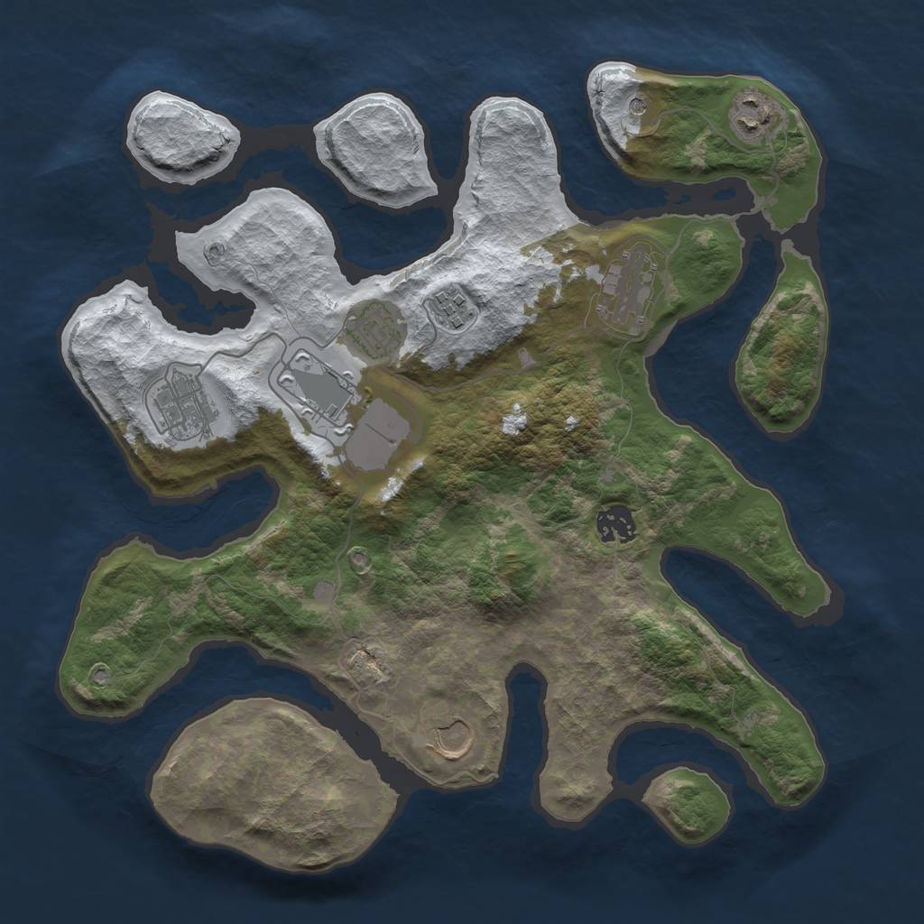 Rust Map: Barren, Size: 3500, Seed: 5724202, 11 Monuments