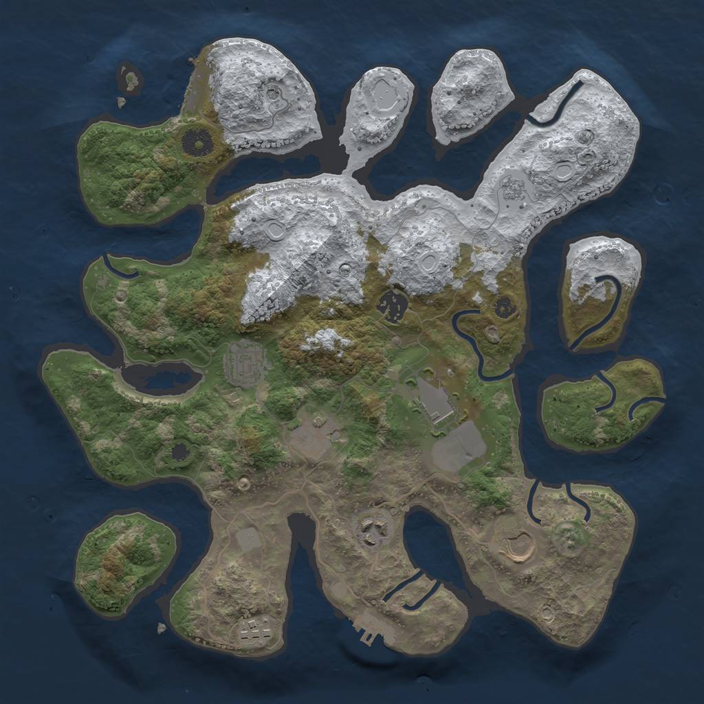 Rust Map: Procedural Map, Size: 3500, Seed: 1072314, 16 Monuments