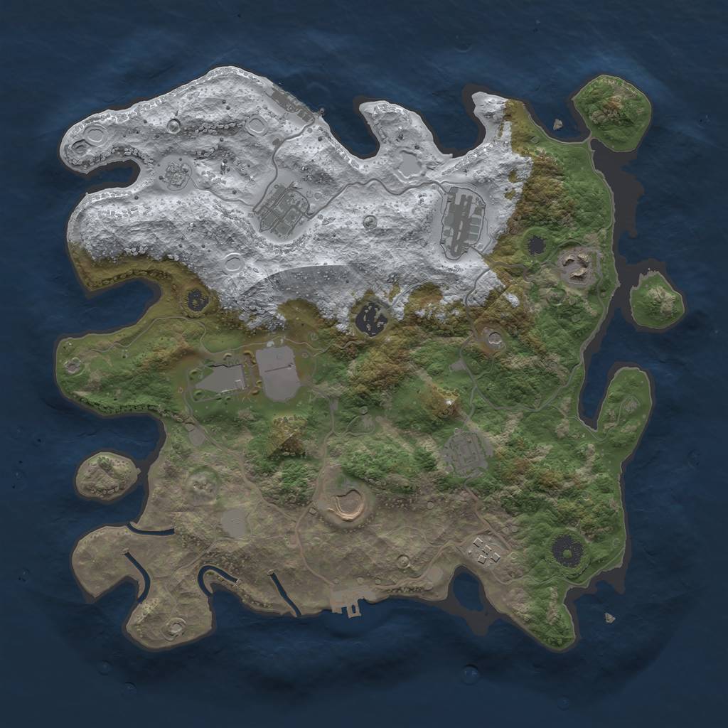 Rust Map: Procedural Map, Size: 3500, Seed: 1588551, 17 Monuments