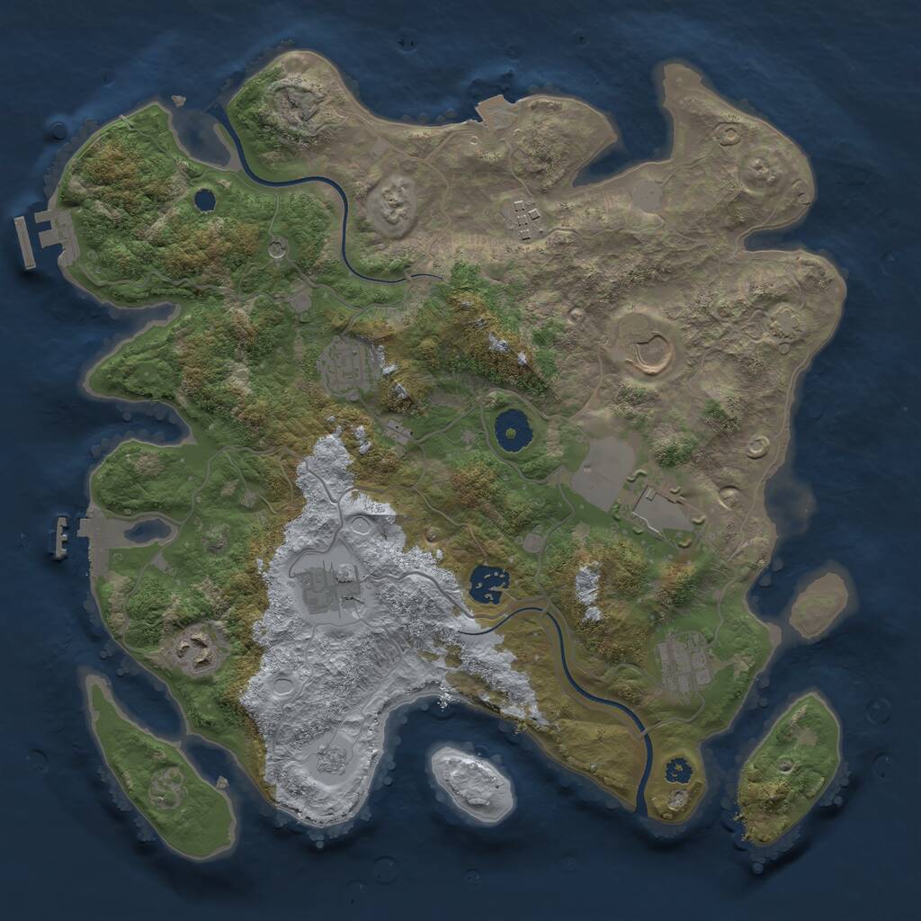 Rust Map: Procedural Map, Size: 3500, Seed: 1223705, 14 Monuments