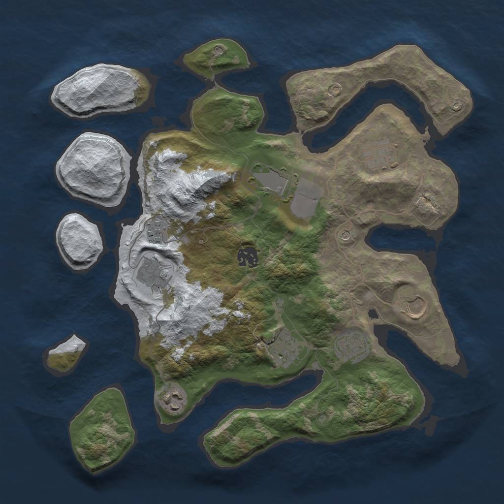 Rust Map: Barren, Size: 3500, Seed: 4118531, 12 Monuments
