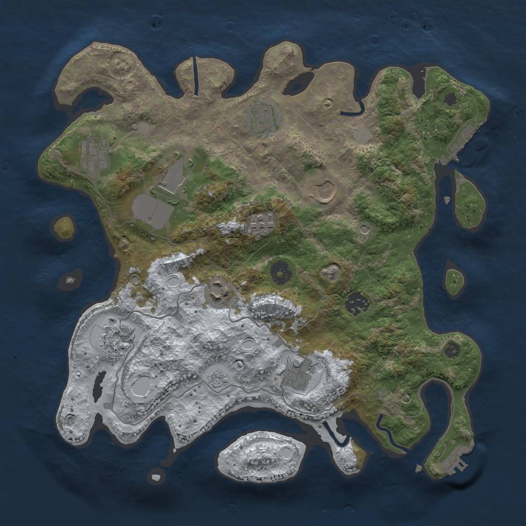 Rust Map: Procedural Map, Size: 3500, Seed: 3545727, 18 Monuments