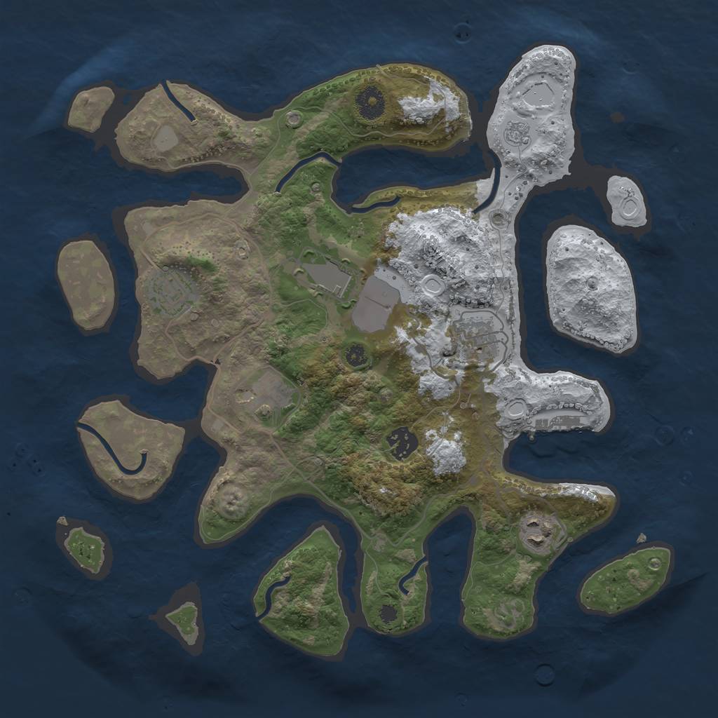 Rust Map: Procedural Map, Size: 3500, Seed: 3960142, 13 Monuments