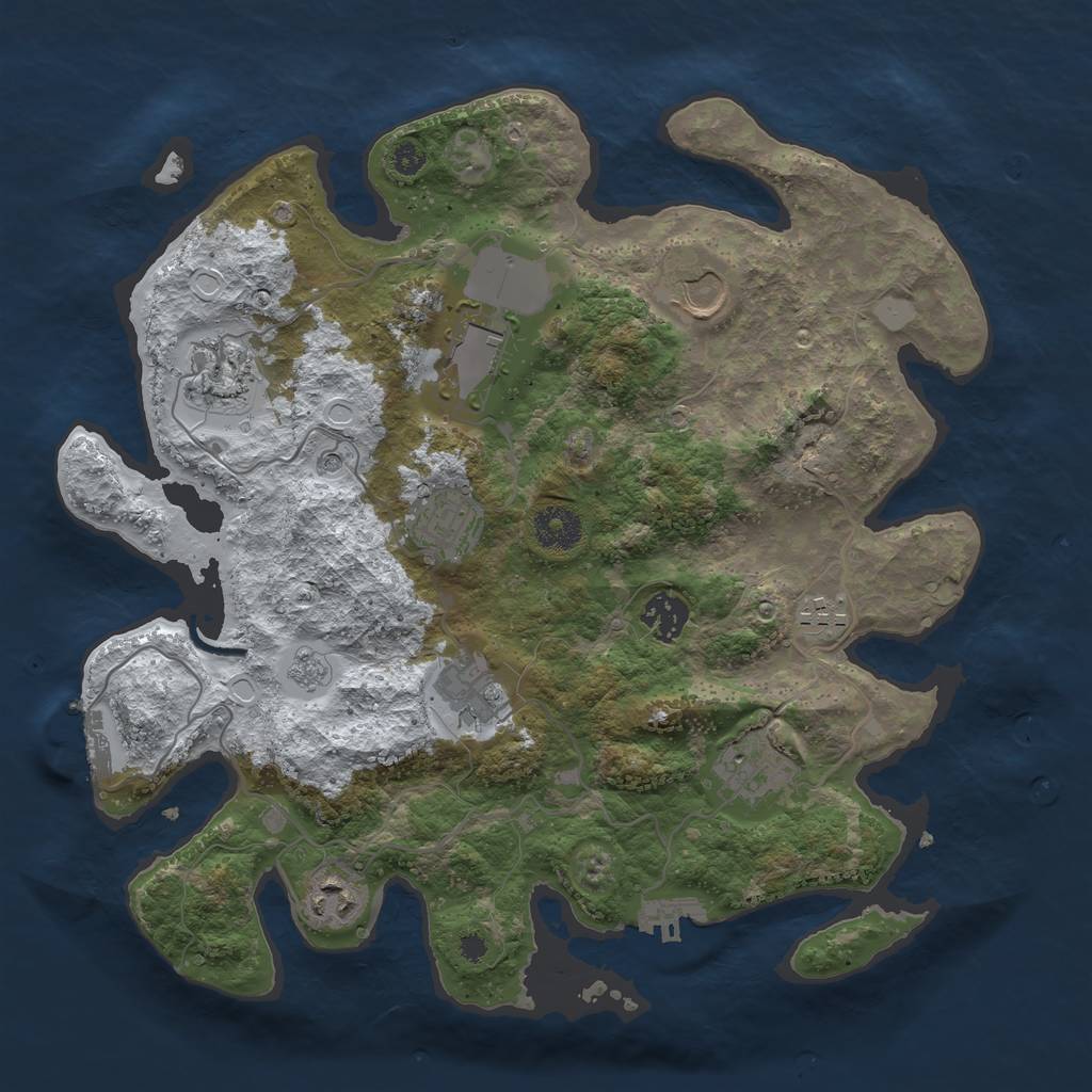 Rust Map: Procedural Map, Size: 3500, Seed: 1249274, 18 Monuments
