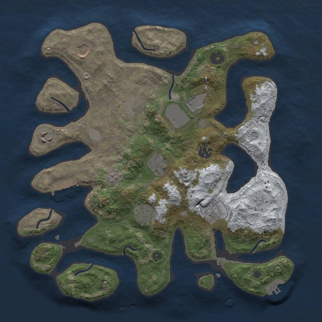 Rust Map: Procedural Map, Size: 3500, Seed: 775998, 18 Monuments