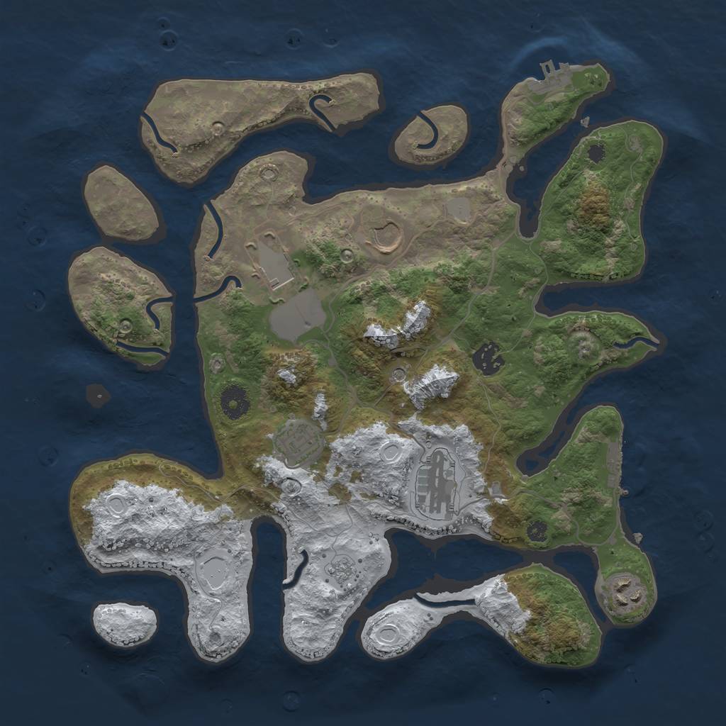 Rust Map: Procedural Map, Size: 3500, Seed: 4303661, 15 Monuments
