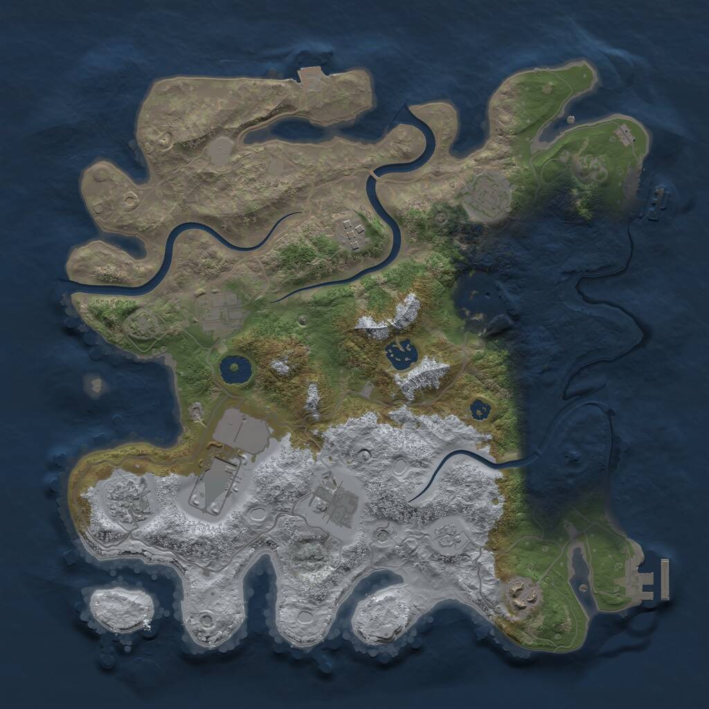 Rust Map: Procedural Map, Size: 3500, Seed: 4303661, 15 Monuments