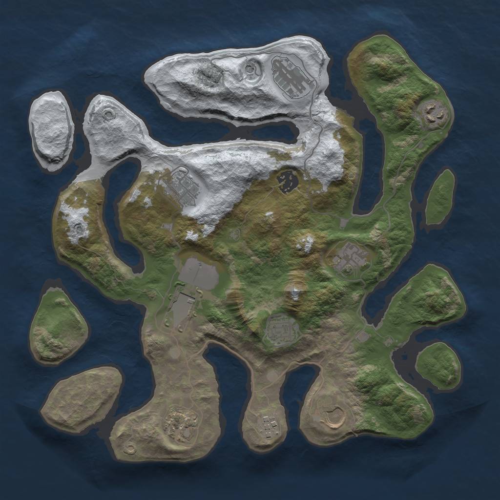 Rust Map: Barren, Size: 3500, Seed: 2444105, 13 Monuments