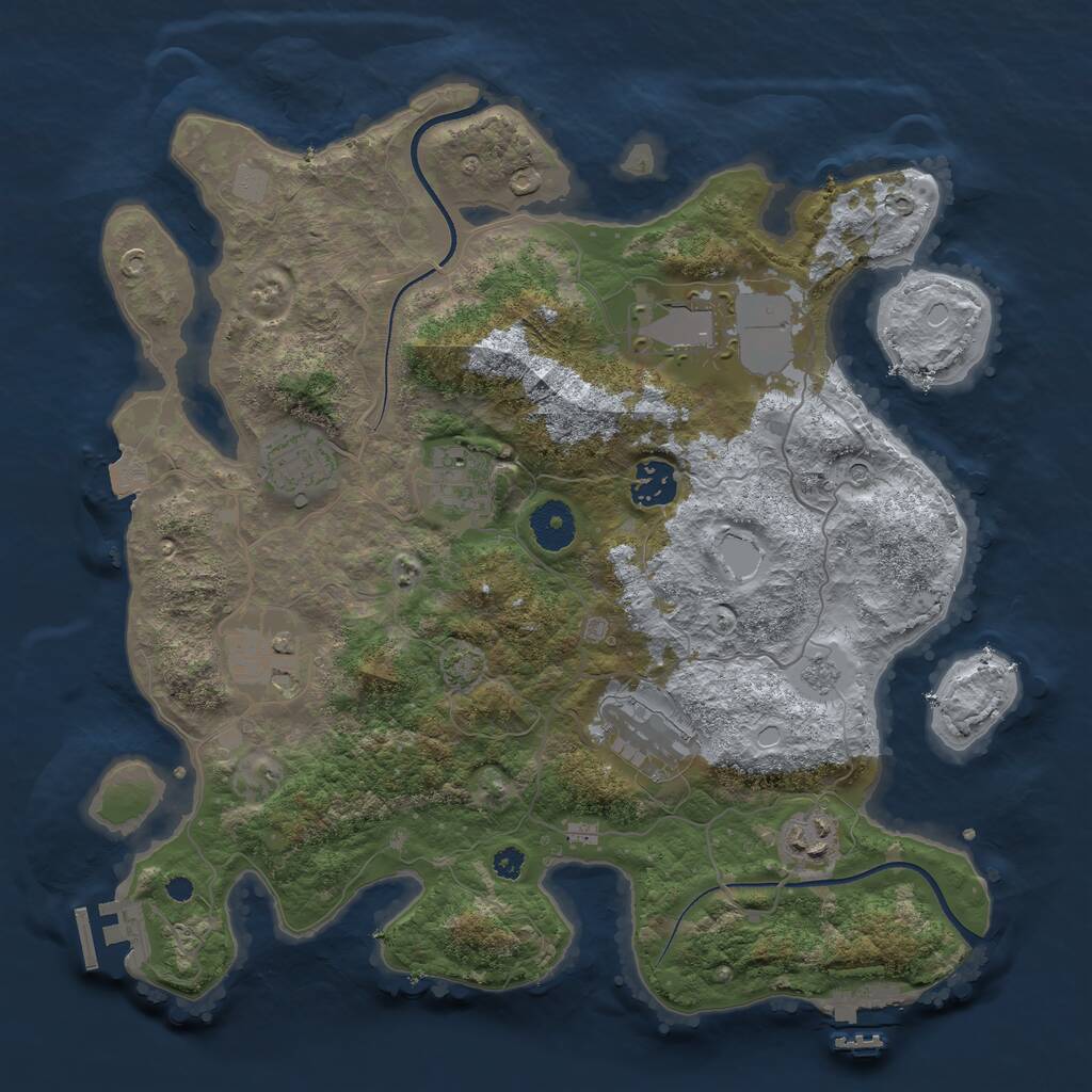 Rust Map: Procedural Map, Size: 3500, Seed: 3550279, 13 Monuments
