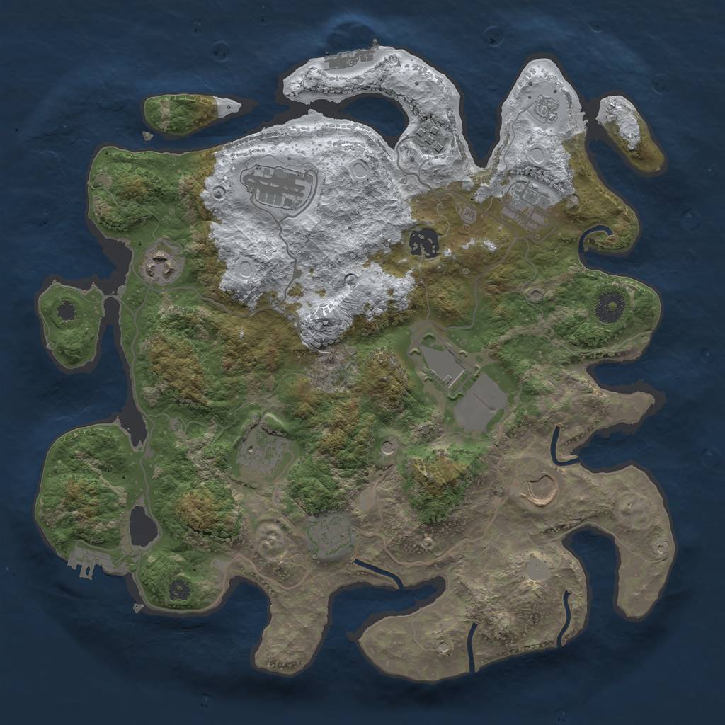 Rust Map: Procedural Map, Size: 3500, Seed: 1546792, 18 Monuments