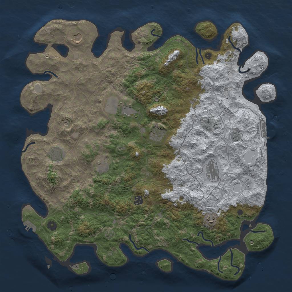 Rust Map: Procedural Map, Size: 4500, Seed: 5193630, 18 Monuments