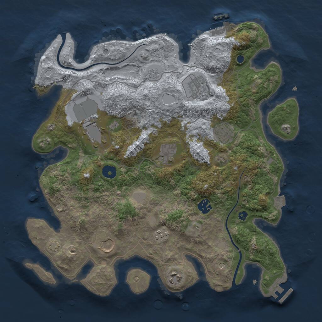 Rust Map: Procedural Map, Size: 3500, Seed: 2440344, 14 Monuments