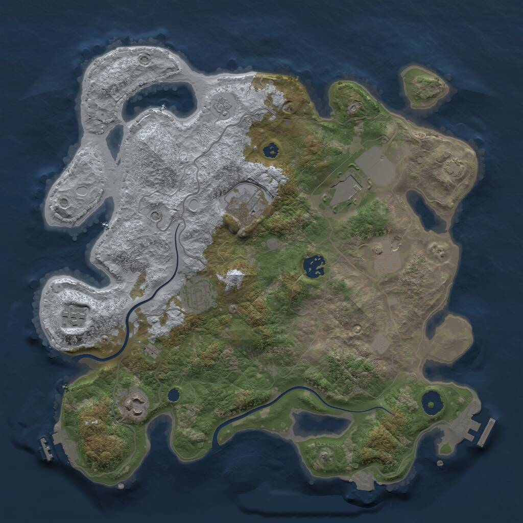 Rust Map: Procedural Map, Size: 3500, Seed: 5296571, 13 Monuments