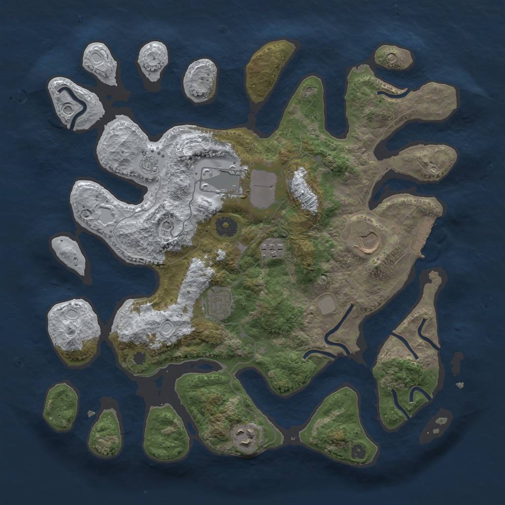 Rust Map: Procedural Map, Size: 3500, Seed: 5370338, 13 Monuments
