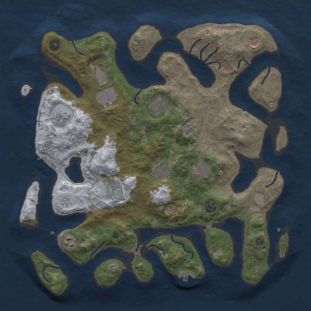 Rust Map: Procedural Map, Size: 4000, Seed: 696868117, 19 Monuments