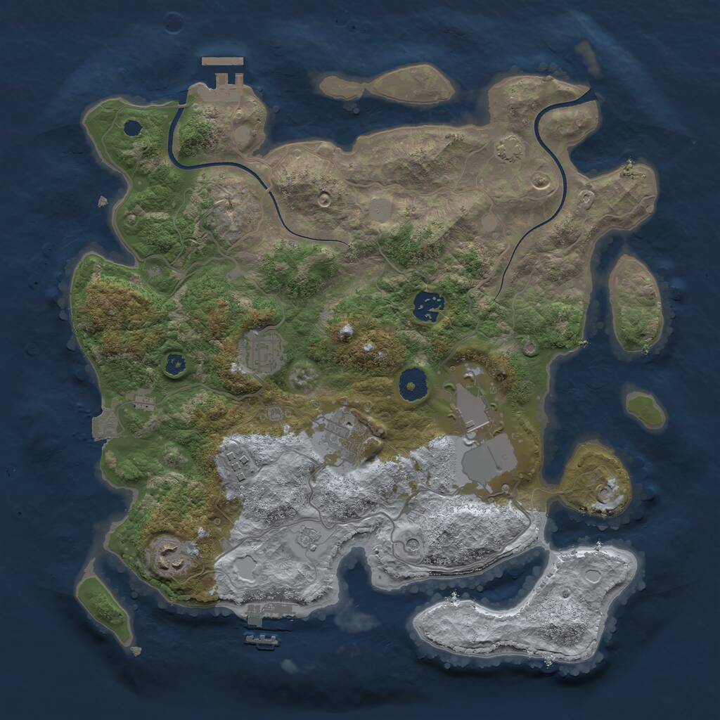 Rust Map: Procedural Map, Size: 3500, Seed: 4891630, 12 Monuments