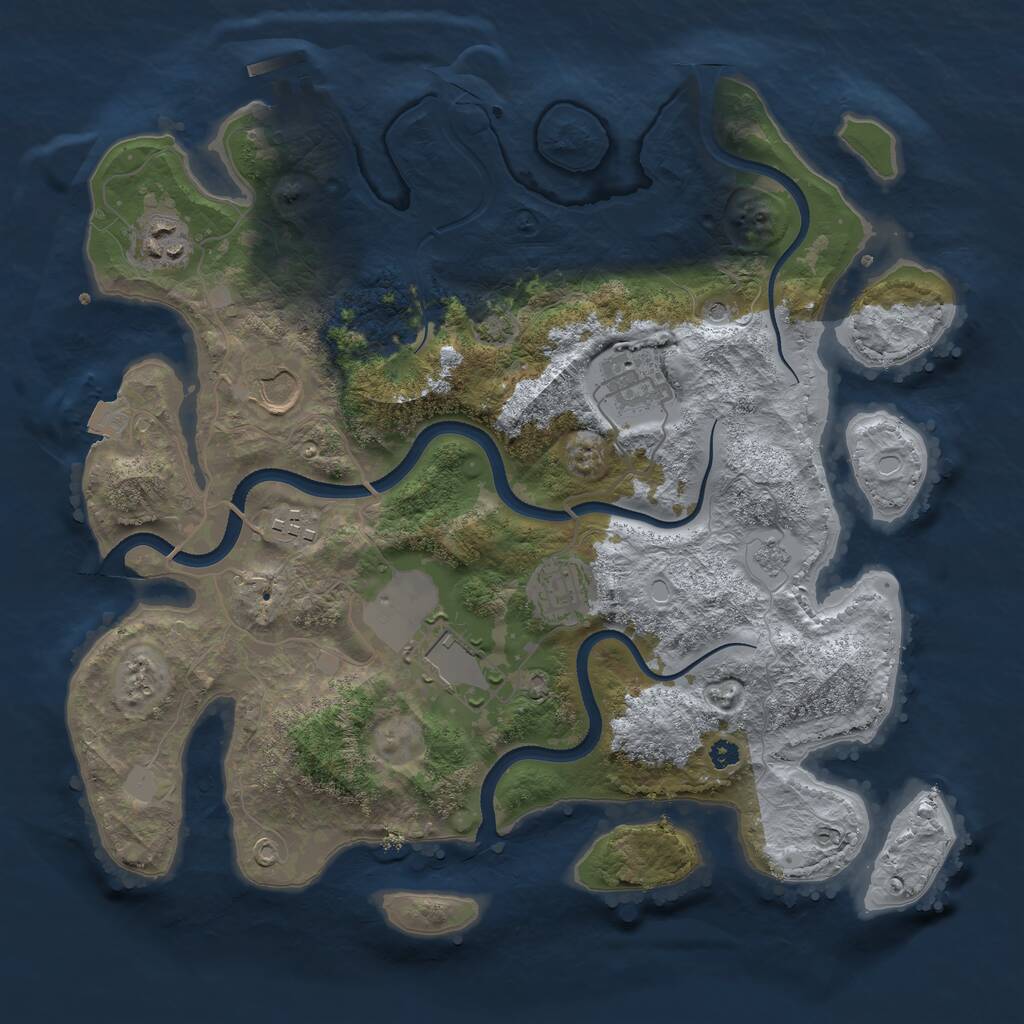 Rust Map: Procedural Map, Size: 3500, Seed: 2953472, 11 Monuments