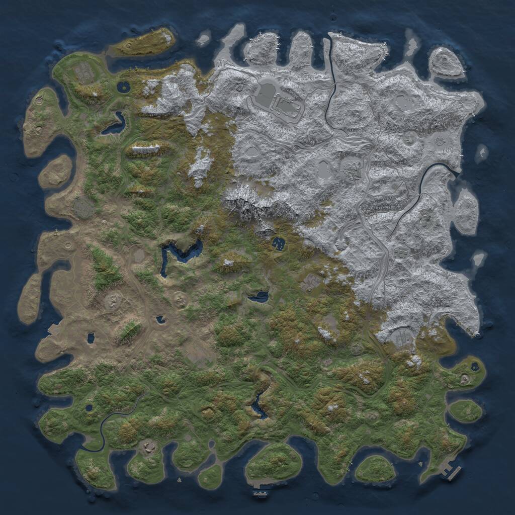 Rust Map: Procedural Map, Size: 6000, Seed: 457203874, 16 Monuments