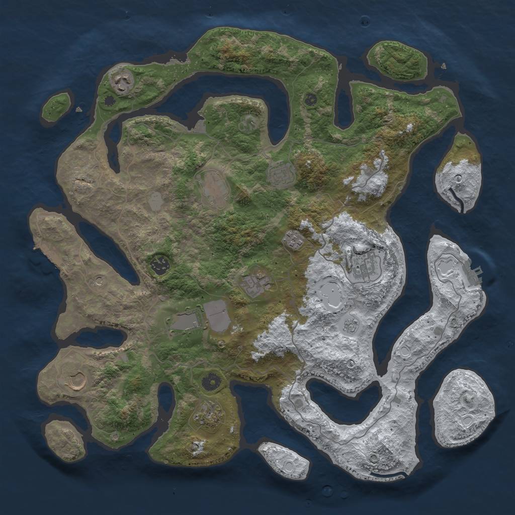 Rust Map: Procedural Map, Size: 4250, Seed: 2429073, 19 Monuments