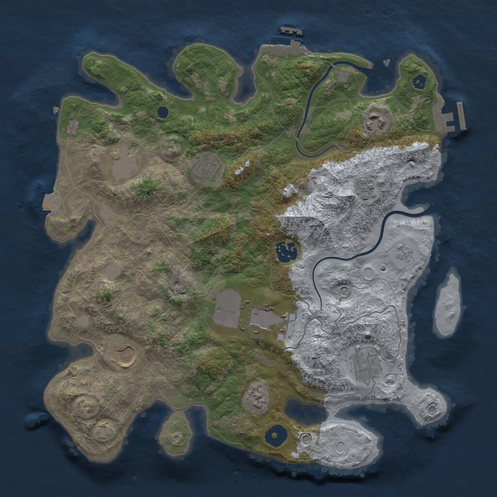 Rust Map: Procedural Map, Size: 3500, Seed: 2546652, 14 Monuments