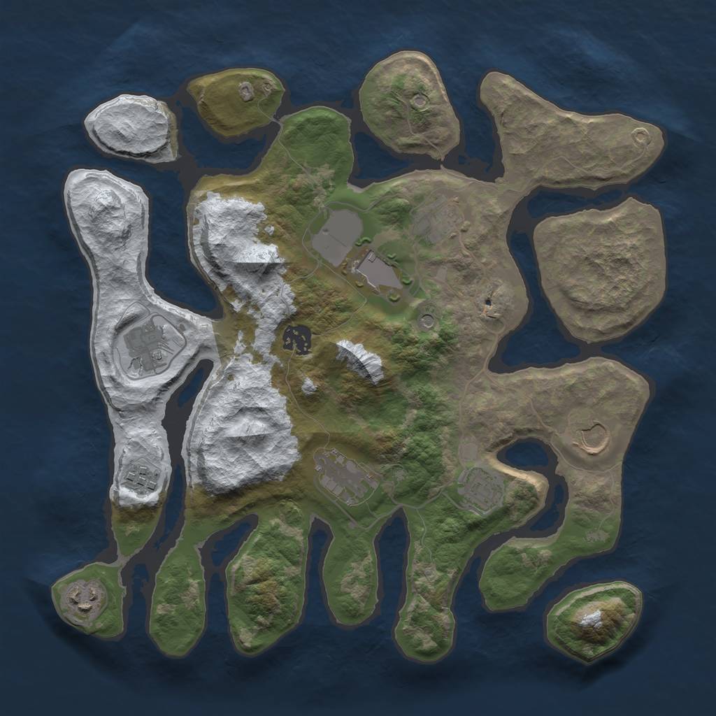 Rust Map: Barren, Size: 3500, Seed: 3330196, 12 Monuments