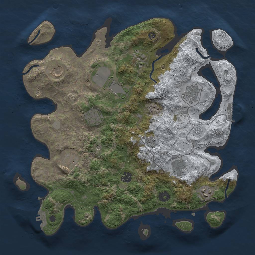 Rust Map: Procedural Map, Size: 3500, Seed: 3172727, 19 Monuments