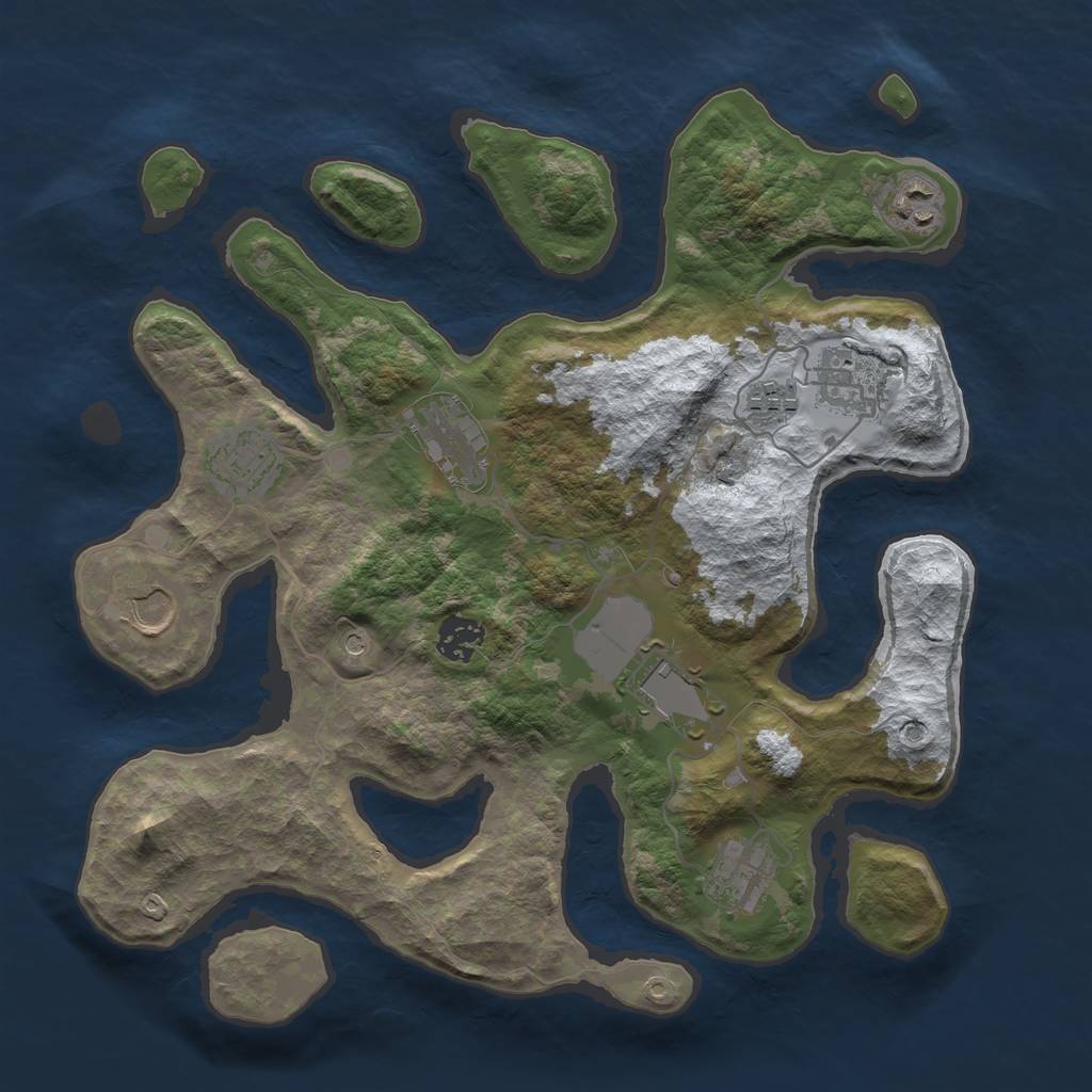 Rust Map: Barren, Size: 3500, Seed: 3458329, 12 Monuments