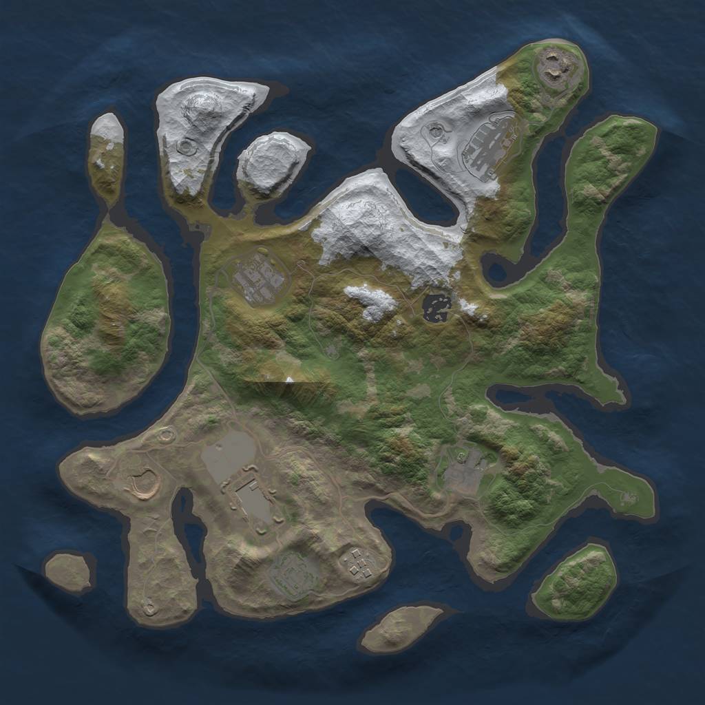 Rust Map: Barren, Size: 3500, Seed: 5852958, 12 Monuments