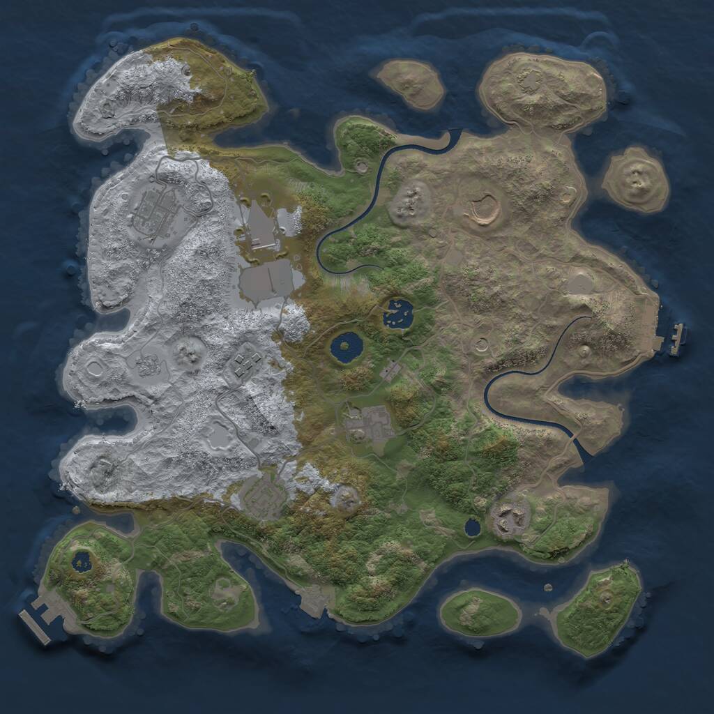 Rust Map: Procedural Map, Size: 3500, Seed: 615624, 14 Monuments