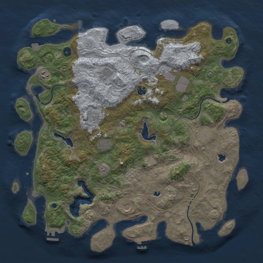 Rust Map: Procedural Map, Size: 4500, Seed: 4321869, 15 Monuments