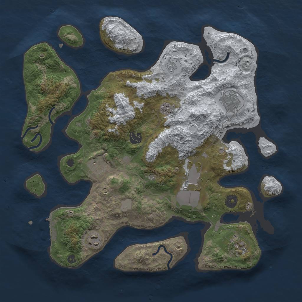 Rust Map: Procedural Map, Size: 3500, Seed: 342915, 15 Monuments