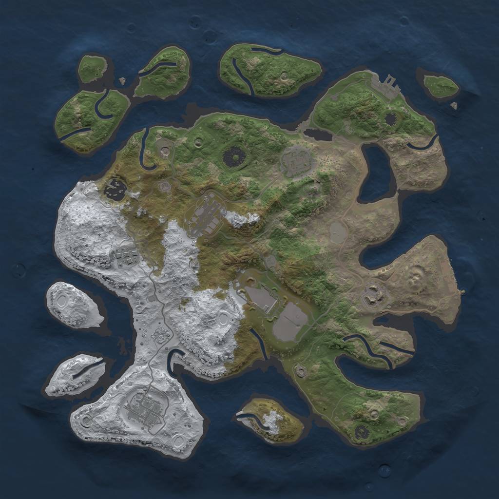 Rust Map: Procedural Map, Size: 3500, Seed: 4244738, 16 Monuments