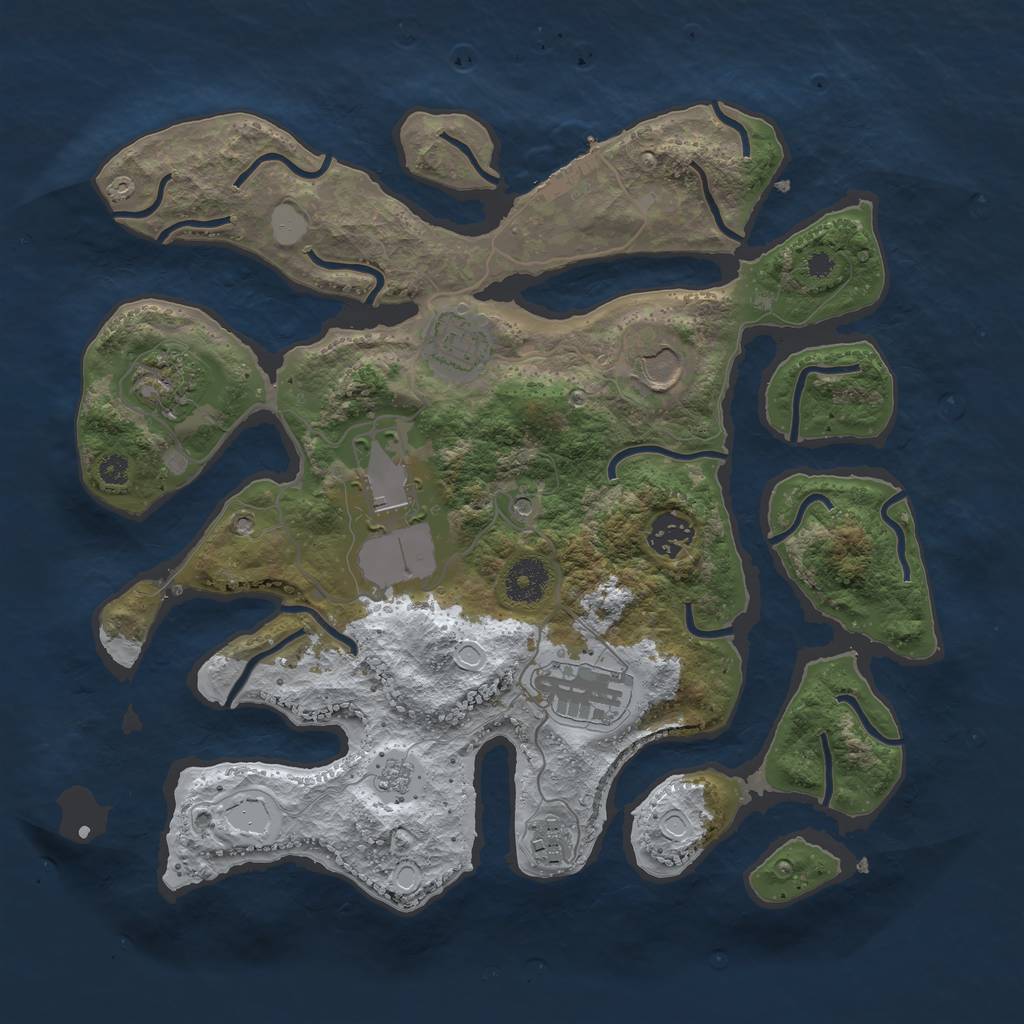 Rust Map: Procedural Map, Size: 3500, Seed: 6165401, 15 Monuments