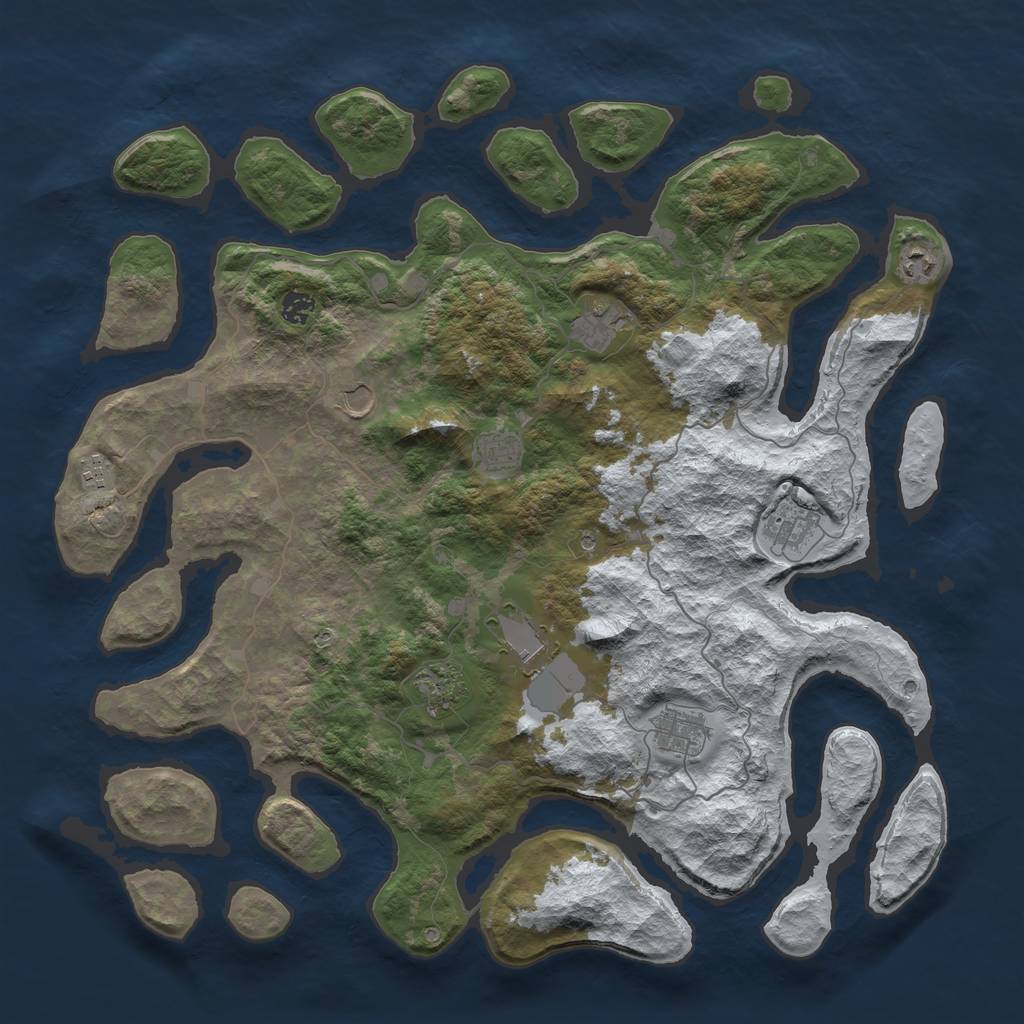 Rust Map: Barren, Size: 4600, Seed: 27748, 13 Monuments