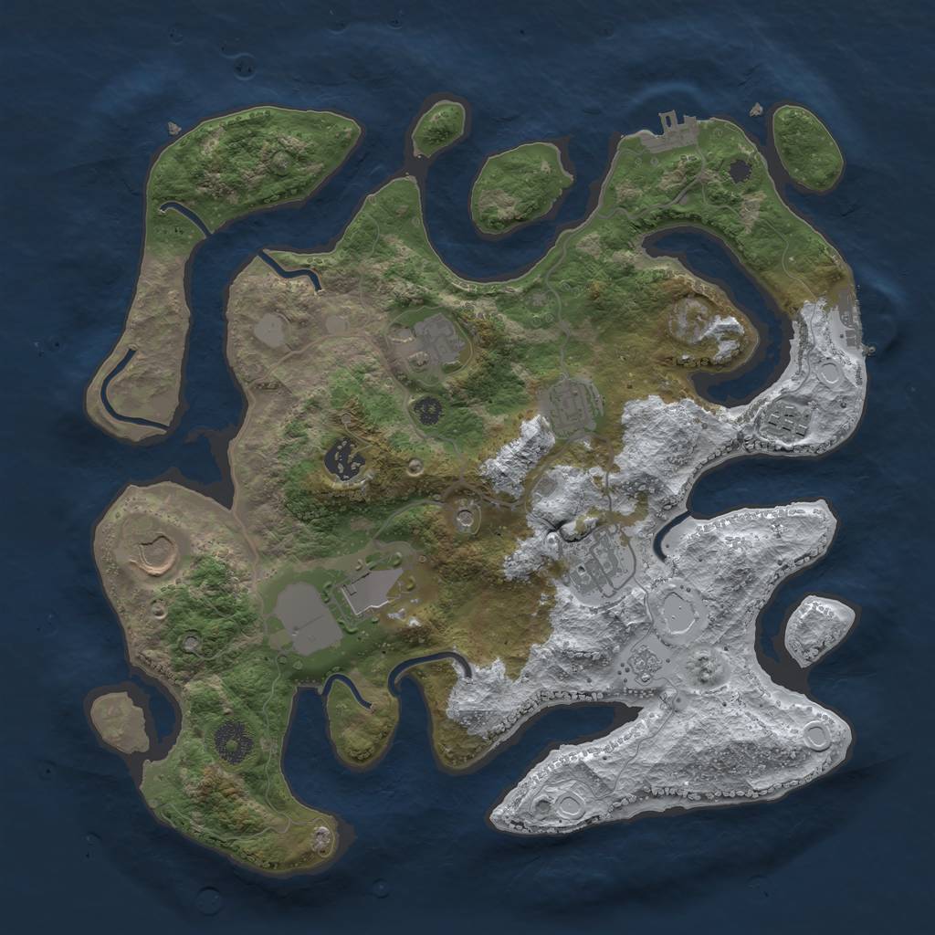 Rust Map: Procedural Map, Size: 3500, Seed: 5359707, 16 Monuments