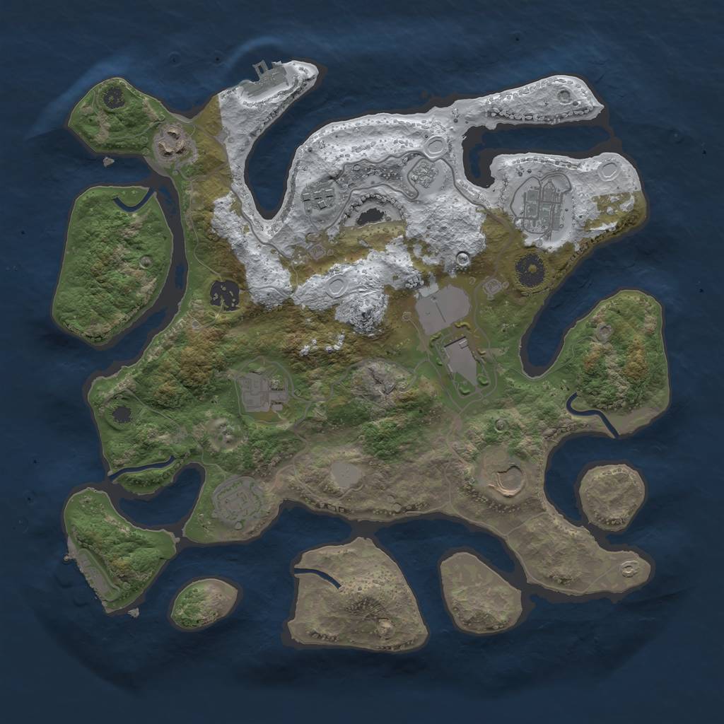 Rust Map: Procedural Map, Size: 3500, Seed: 246451, 16 Monuments