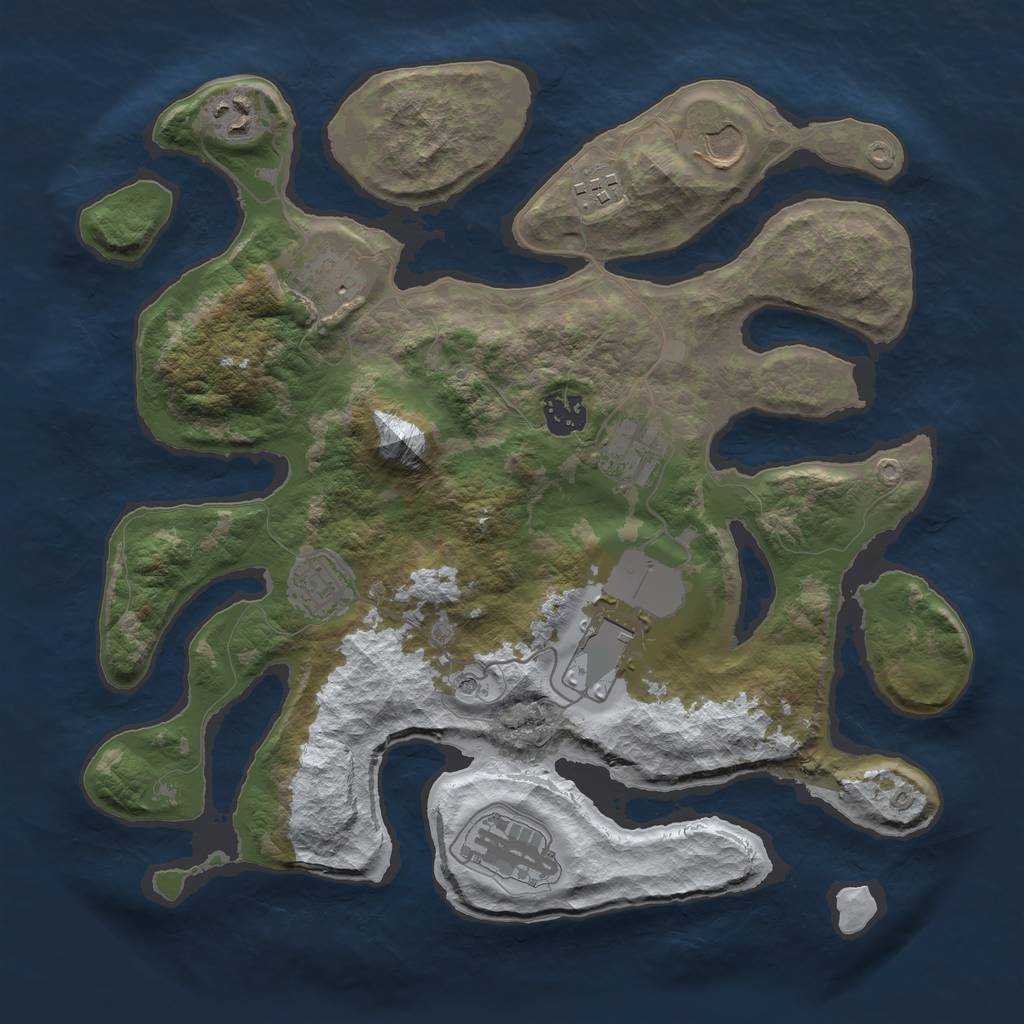 Rust Map: Barren, Size: 3500, Seed: 1075856, 12 Monuments