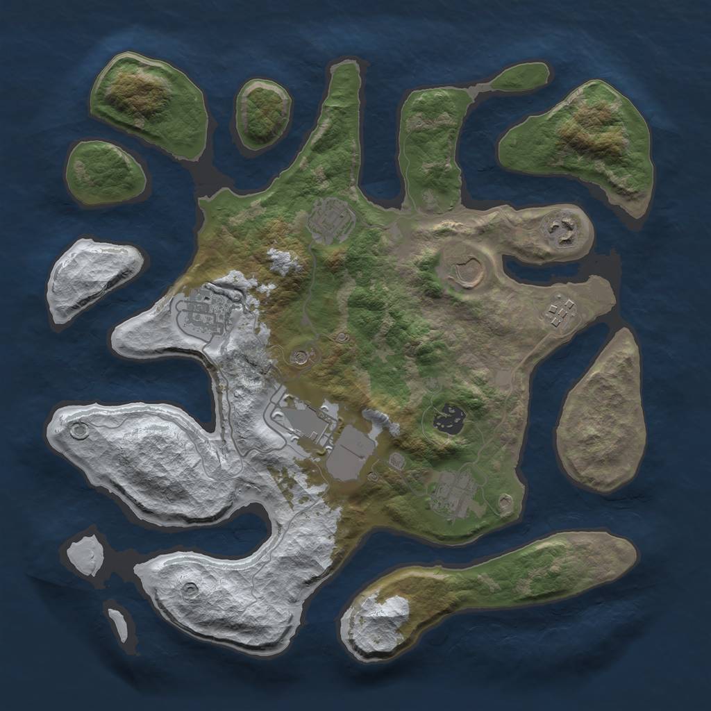 Rust Map: Barren, Size: 3500, Seed: 442603, 11 Monuments