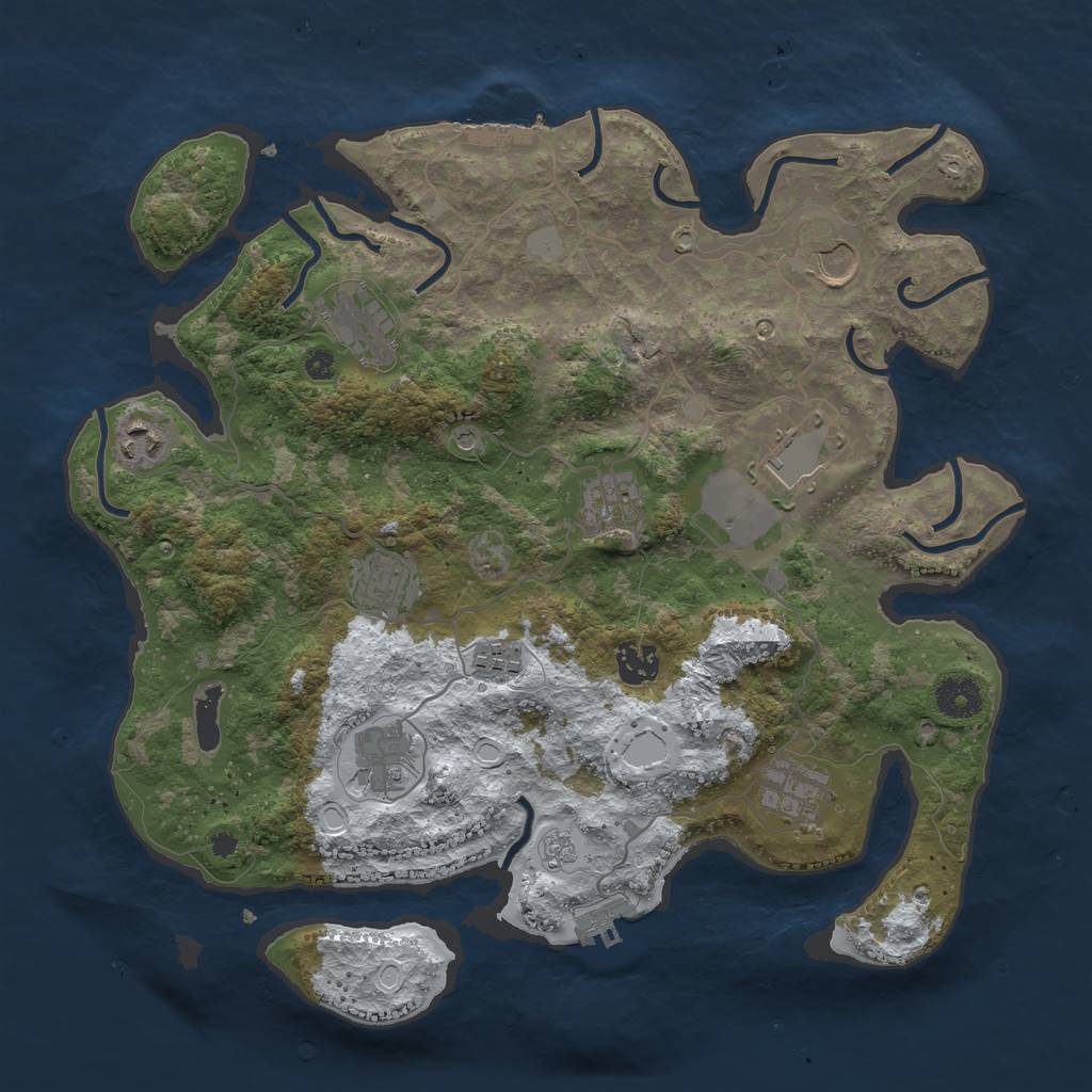 Rust Map: Procedural Map, Size: 3700, Seed: 9658, 19 Monuments