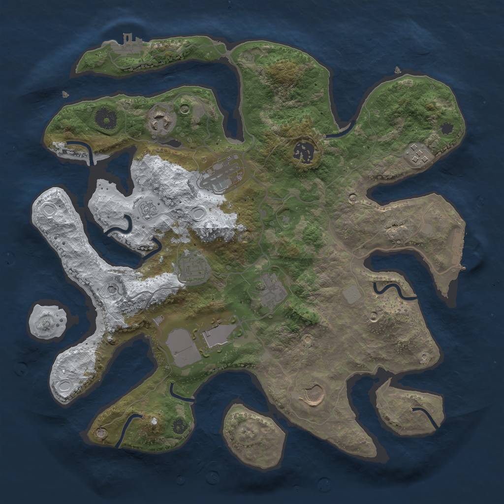 Rust Map: Procedural Map, Size: 3500, Seed: 3443515, 17 Monuments
