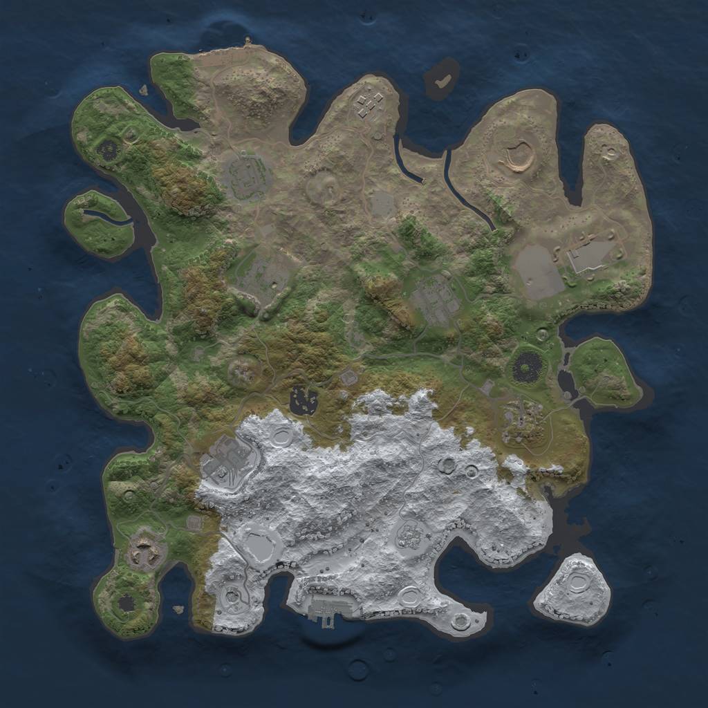Rust Map: Procedural Map, Size: 3500, Seed: 5704945, 19 Monuments