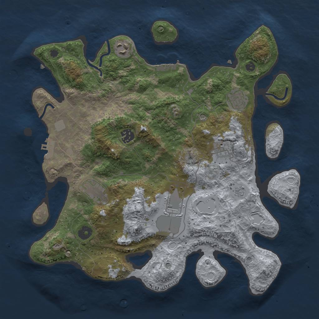 Rust Map: Procedural Map, Size: 3500, Seed: 3919337, 15 Monuments
