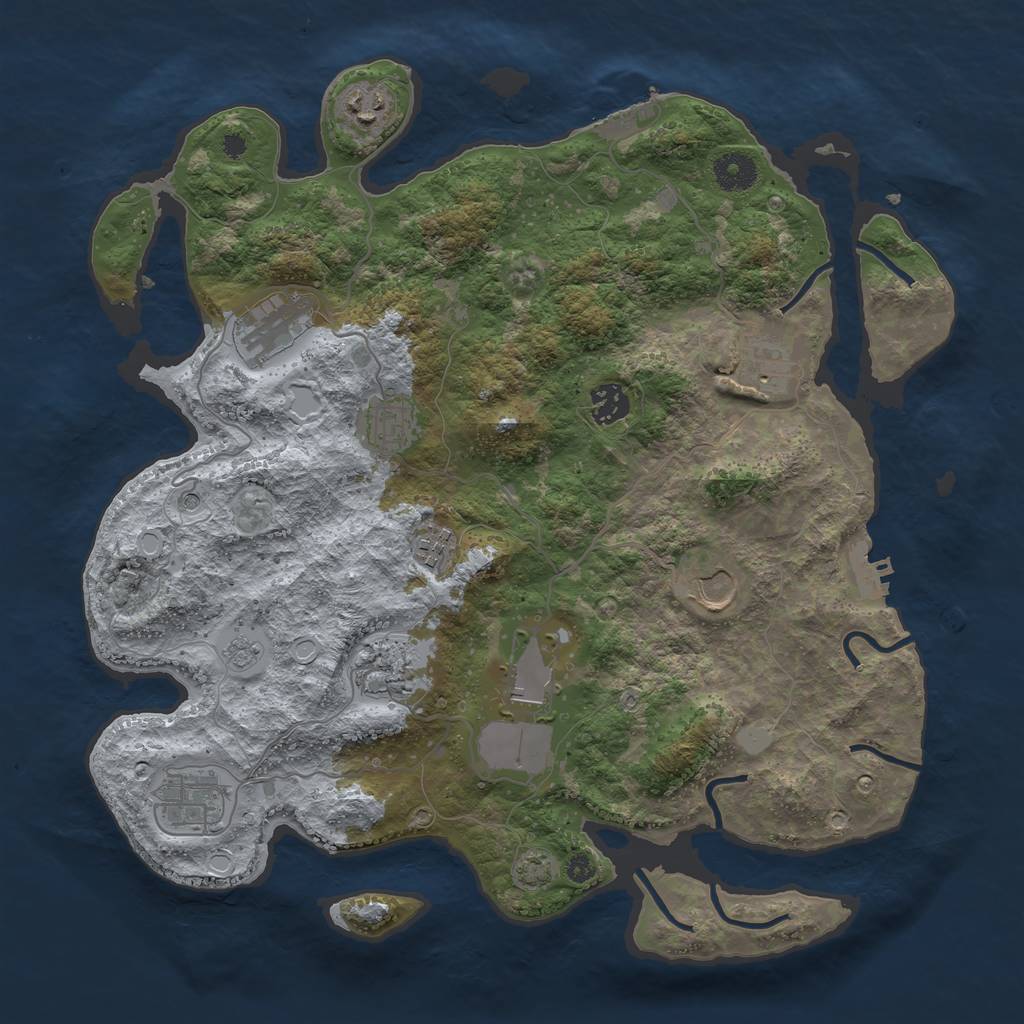 Rust Map: Procedural Map, Size: 3750, Seed: 2629322, 17 Monuments