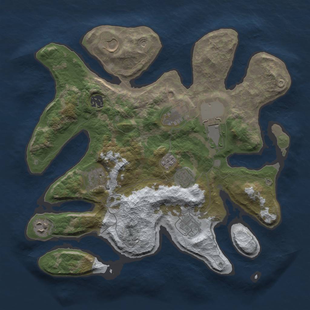 Rust Map: Barren, Size: 3500, Seed: 4360051, 12 Monuments