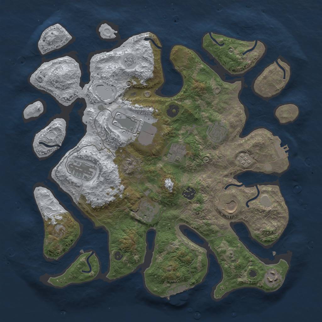 Rust Map: Procedural Map, Size: 3800, Seed: 612351, 17 Monuments